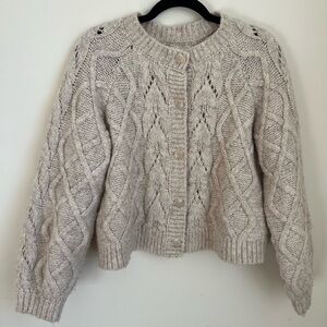 Lucky Brand Cream Cable Knit Button-Front Cardigan